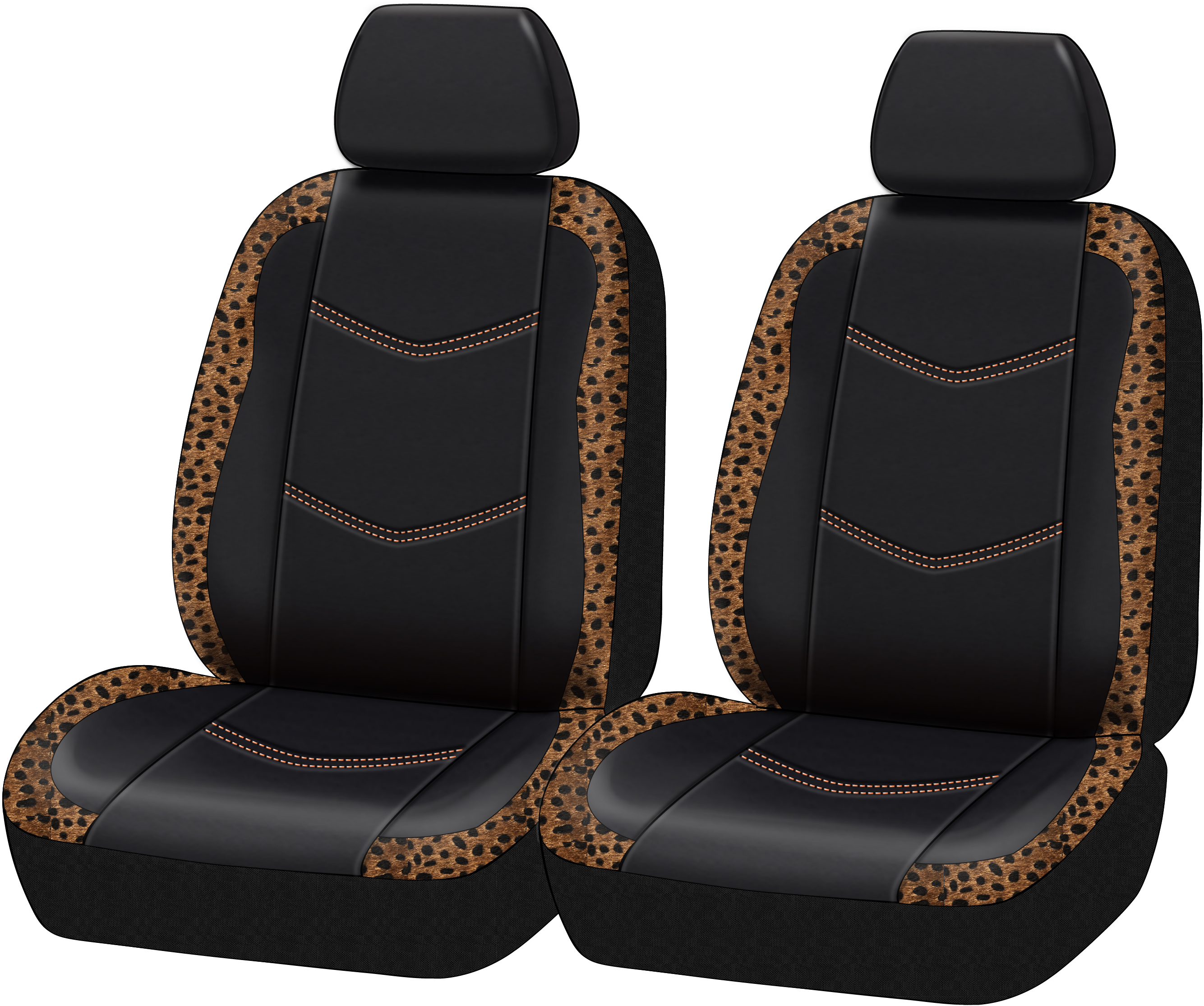 Auto Drive Brown Leopard Faux Leather Car Seat Covers, Set of 2, YT014 - image 2 of 7