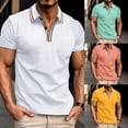thumbnail image 6 of Men Striped Lapel Shirt Short Sleeve T Shirt Casual Loose Top Summer Button Tee, 6 of 10