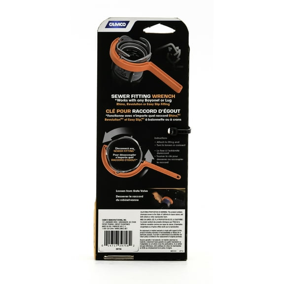 Camco 39758 Rhino Fitting Wrench - Compatible with Rhino, Revolution and Easy Slip Bayonets or Lug Fittings