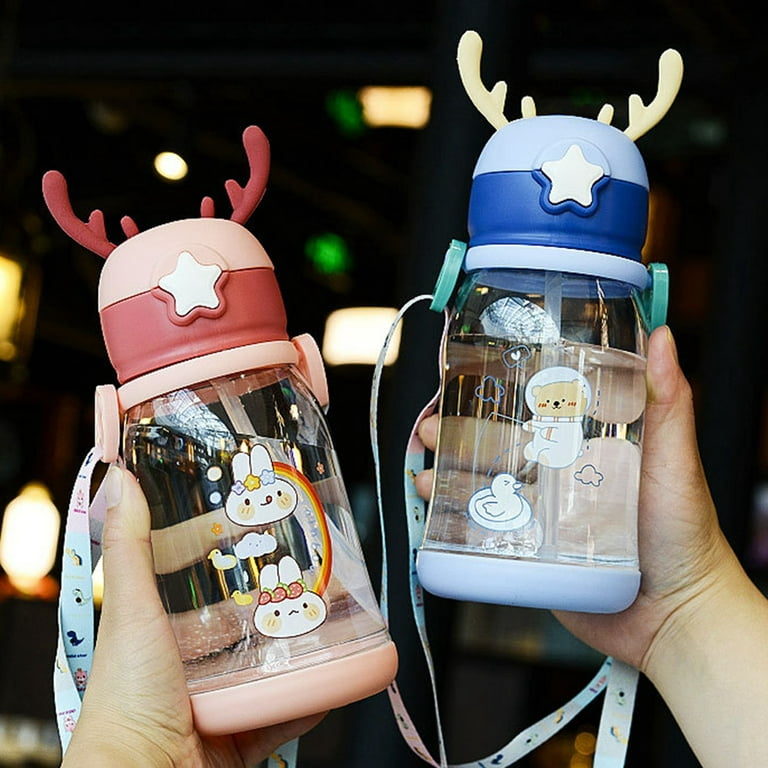 1pc 600ML Kids Water Bottle For School Boys Girls, Cup With Straw