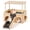 Updated Grey, variant on Grey Wooden 2-Level Small Pet Habitat Castle For Guinea Pigs, Rabbits, Hamsters And Chinchillas
