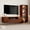 AC-M: Brown 90.6" Cabinet Set, variant on Mid Century Modern 90.6'' Walnut Finish Media Console for TVs up to 75'', Wood Entertainment Center Includes TV Stand with Storage and Glass Display Shelves with Lights for Living Room and Bedroom