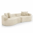 thumbnail image 2 of Modern Cloud 4-Seater Sectional Curved Sofa, Minimalist Compression Living Room Couch, No Assembly Needed, Chenille (Beige), 2 of 11