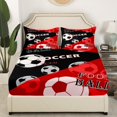 thumbnail image 3 of Erosebridal Ensemble de Draps de Soccer Taille Complète Jeux de Soccer Draps pour Enfants Garçons Filles Draps Rouges avec Poche Profonde Drap-Housse Thème Sportif Ensemble de Literie, 3 of 6