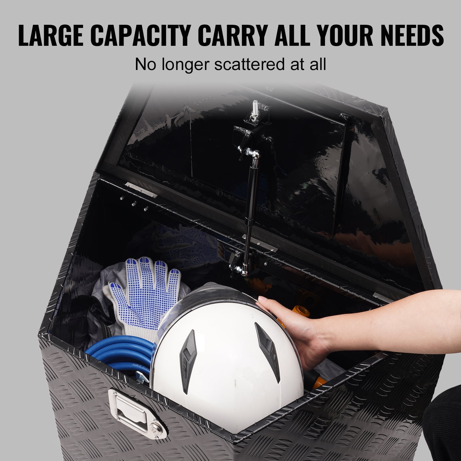 KFFKFF Aluminum Alloy Diamond Plate Trailer Tongue Tool Box, Durable Storage Chest with Lock and Keys, Utility Box for Pickup Trucks, RVs, and Trailers, 39"x16.5"x12"
