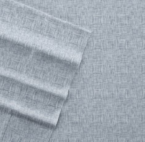Noble Linens 4 Piece Pattern Microfiber Bed Sheets Set, Light Blue Chambray Style, California King