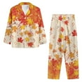 thumbnail image 3 of Kuiaobaty Maple Leaf Print 2 Pcs Pajamas Set for Women Music Note Sleepwear Pajamas Thanksgiving Long Sleeve Crewneck T-Shirts Button Down Tops with Long Pants Autumn Pants Lounge Wear, 4XL, 3 of 7