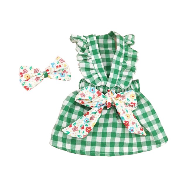 Popular!Vestido para mascotas con estampado a cuadros,ropa lavable para mascotas,1 juego,vestido para mascotas,decoración con lazo,mangas con volantes,vestido a cuadros para perros