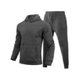 thumbnail image 1 of Innerwin Tracksuit Set Solid Color Men Sweatsuit Sports Hooded Athletic 2 Piece Jogging Suits Dark Gray S, 1 of 2