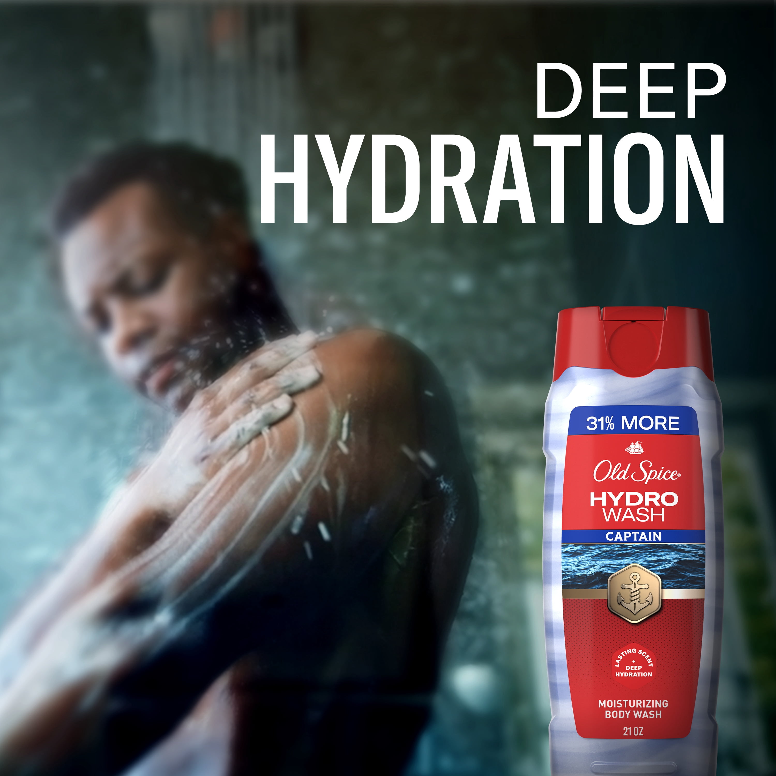 Old Spice Men's Body Wash Moisturizing Hydro Wash, Captain Scent, 21 oz