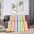 thumbnail image 3 of Super Soft Anti-Pilling Flannel Bed Blankets, Colorful Stripes Cozy Fluffy Warm All Seasons Throw Blanket for Sofa Bedding, 80"x60", 3 of 8