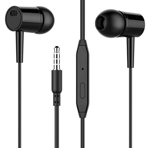 Earphones with Microphone, D21 Wired Earbuds in-Ear Headphones, 3.5 mm Jack Corded Ear Buds for Back to School PC Work & Study Zero-Latency for Music Gaming - Black