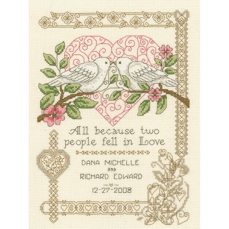 14 Count Cross Stitch Fabric - All Because Wedding Record Counted Cross Stitch Kit, 7.25