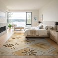 thumbnail image 3 of ODIKA 9'x12' Beige Gold Diamond Botanical Leaf Floral Washable Area Rug Traditional Geometric Squares with Nature Motifs for Master Suite, California King, Under Bed, Non-Shedding, Easy Care, 3 of 7