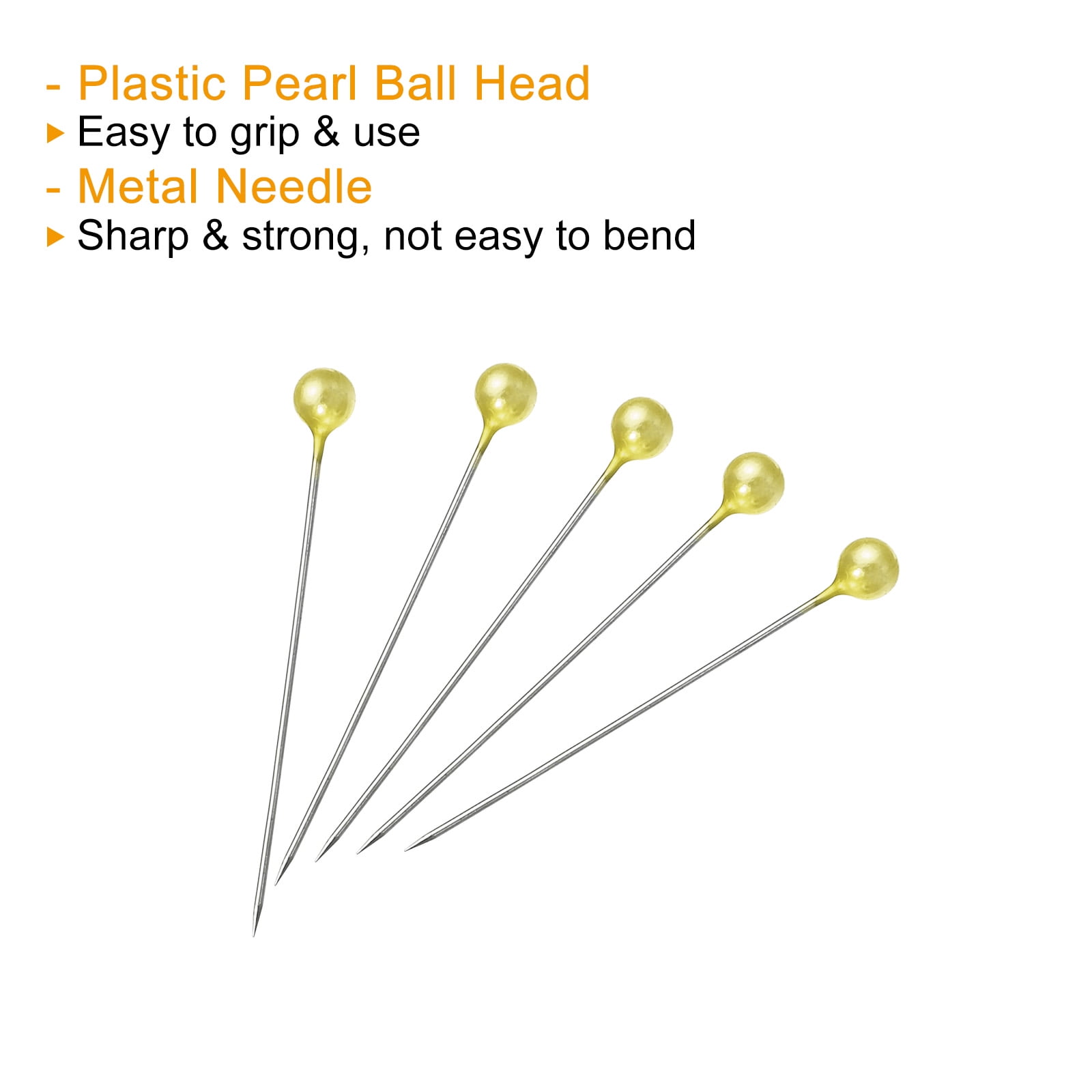Unique Bargains Pearlized Sewing Pins Set Stainless Steel Ball Head Needle Golden 1 Set