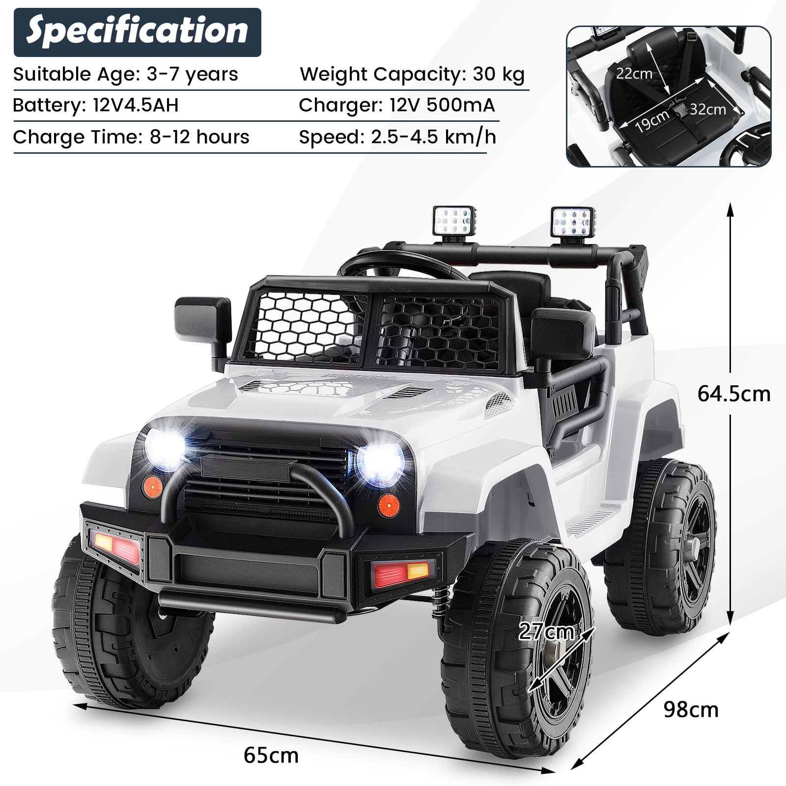 Costway 12V Battery Powered Ride On Truck Electric Kids Ride On Car with  Remote Control 4-Wheel Vehicle Toy for Boys Girls