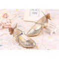 thumbnail image 5 of Zapatos de cuero para niñas, zapatos de tacón alto con purpurina de princesa para niñas, mariposa 3d332, 5 of 5