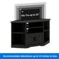 thumbnail image 4 of Dextrus Farmhouse Corner TV Stand for TVs up to 55 inch with Power Outlet, Wood Entertainment Center, TV Media Console with Storage, Black, 4 of 10
