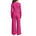 thumbnail image 6 of Enjoytime Girls 2 Piece Outfits Ruched Long Sleeve Tops with Wide Leg Pants Lounge Sets Fall Lightweight Sweatsuit Soft Clothing Set, 6 of 6