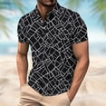 thumbnail image 2 of Camisetas de Manga Larga para Hombres Casual Impreso Botón Turndown Cuello Suéter Cuarto de Manga Blusa para Al Aire Libre Diario, 2 of 5