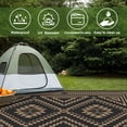 thumbnail image 2 of KUETH 5' x 8' Outdoor Rug Waterproof for Patio Carpet Plastic Reversible Straw Outdoor Rug for Camping Picnic Geometric Mat ,Black & Brown, 2 of 6