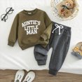 thumbnail image 2 of UAYOTSE Toddler Baby Boys 2 Piece Outfit Auntie's Little Man Letter Print Crewneck Sweatshirt Drawstring Jogger Pants Fall Winter Clothing Set Size 12-18 Months, 2 of 8