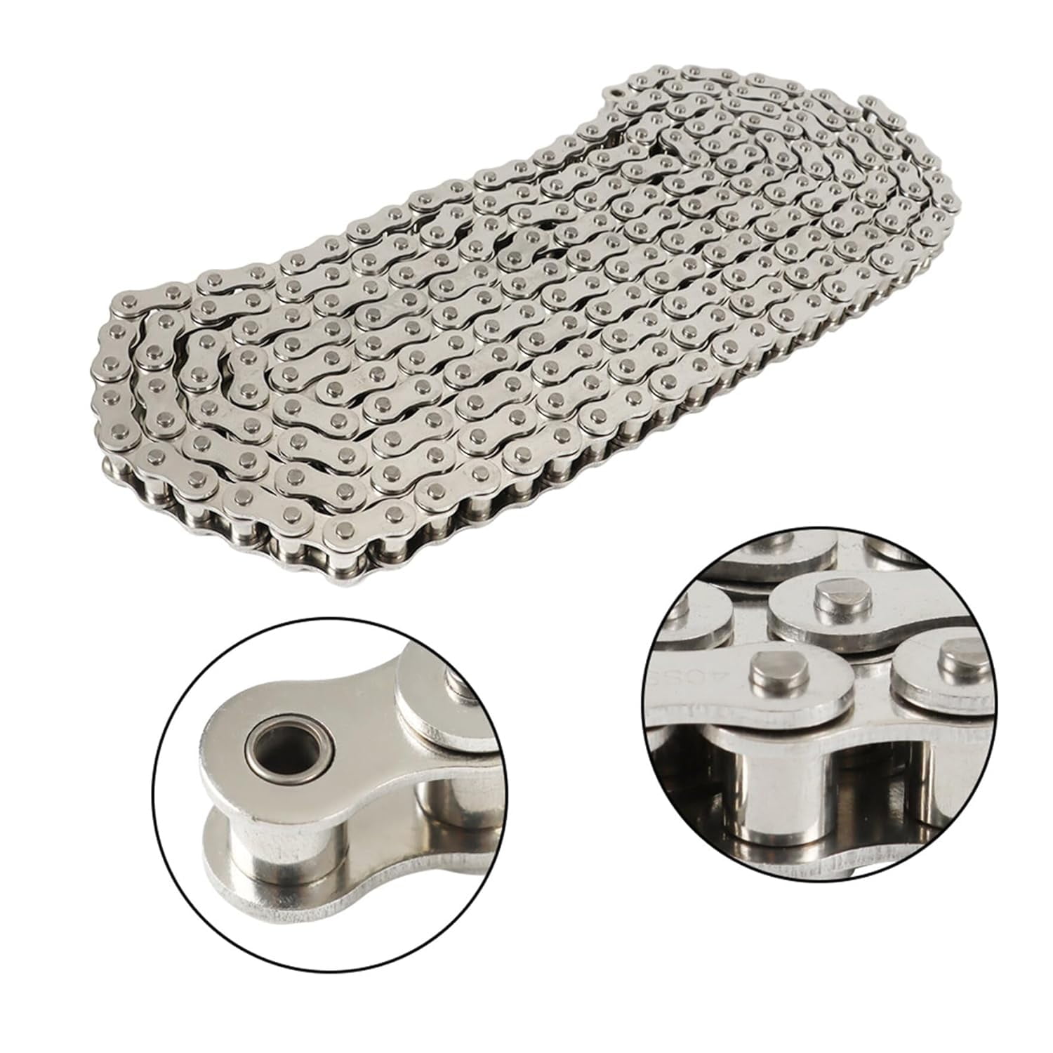 SEBLAFF 10 Feet of 40SS Roller Chain 240 Links with 1 Free Link Chain Ring