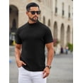 thumbnail image 3 of COOFANDY Mens Mock Turtleneck Sweater Short Sleeve Ribbed Knit Turtleneck Slim Fit Casual Sweater Soft, 3 of 5