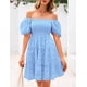 thumbnail image 3 of Vestido PRETTYGARDEN de algodón azul con hombros descubiertos para mujer, 3 of 8