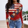 thumbnail image 3 of Bbyeadc 250 Years America Shirt Long Sleeve Knit Freedom T-Shirt Flag Print Crew Neck Slim Top Patriotic Gift for Women,Blue(XXXL), 3 of 6
