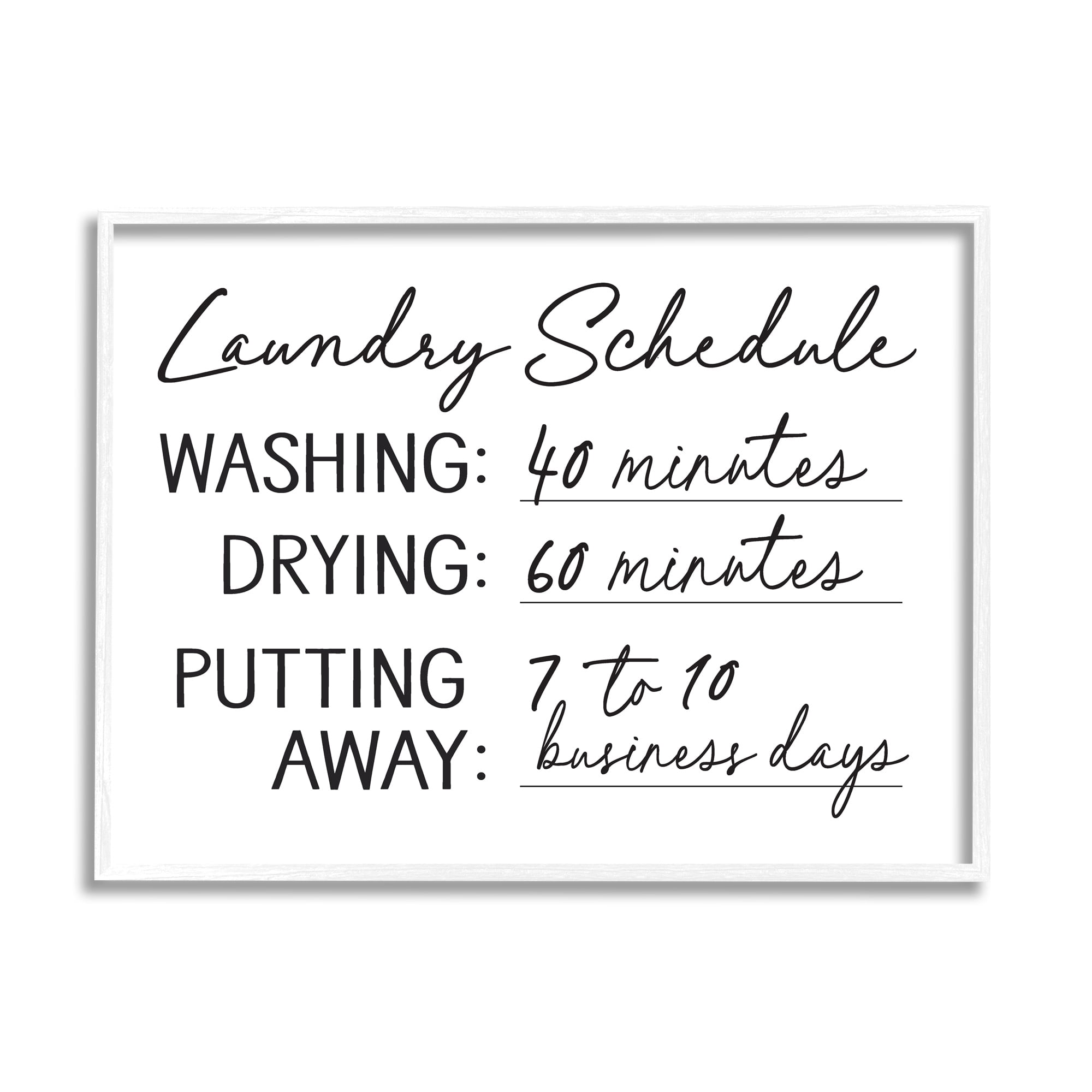 Stupell Industries Laundry Schedule Witty Text Casual Home Sign Graphic Art White Framed Art Print Wall Art, Design by Lettered and Lined