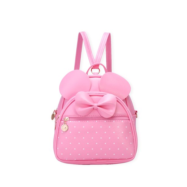 KL928 Girls Bow Polka Dot Cute Mini Backpack Women's Zipper Backpack