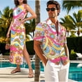 thumbnail image 3 of Jeiento Matching Beach Outfits for Couples Retro 70s Flower Power Dress Mens Beach Shirts Summer Dresses for Women Hawaiian Shirt for Men Sleeveless Dress, 3 of 7
