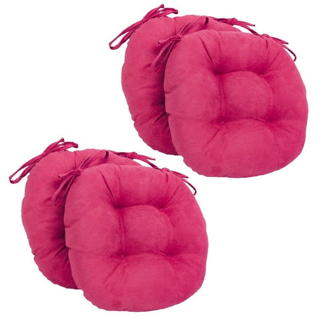 Coussins de Chaise Ronds Capitonnés en Microsuède Uni de 16 Po (Ensemble de 4)
