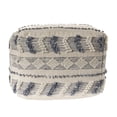 thumbnail image 2 of LR Home Small Over-tufted Striped Indoor Square Pouf, Navy/Ivory, 18" x 18" x 14", 2 of 7