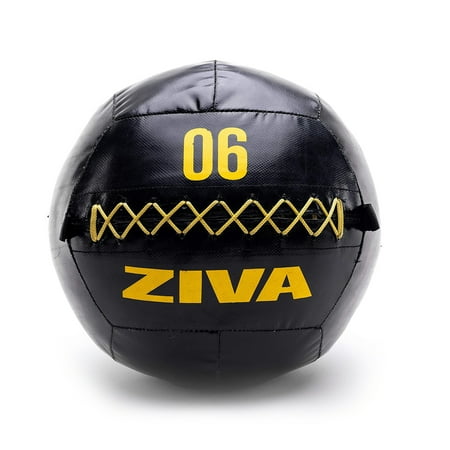 UPC: 4895202573164 | ZIVA Soft Wall Ball – Hard-Wearing PVC Outer Skin Heavy-Duty Fiber Core Sand Weighted | Medicine Exercise Ball – 6 lb. Black