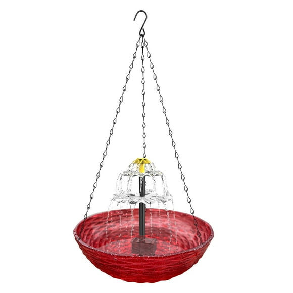 Fiudx Inodoro Colgante con Bomba de Agua Solar, Construcción Duradera de Plástico y Metal, Decoración para Jardín, Fácil Instalación, Estación de Baño para Pájaros, Incluye 1 Comedero.