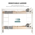 thumbnail image 4 of Uiowio Twin over Twin Metal Bunk Bed with Built-in Ladder & Safety Guardrail, Space-Saving Bunk Beds Frame with Storage for Bedroom & Dorm Room, White, 4 of 9