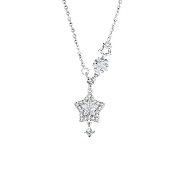 s925 sterling silver star necklace women's fashion versatile zircon five-pointed star clavicle chain ins style starry necklace