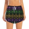 thumbnail image 2 of Xecao's Mardi Gra Geometric for a double-layer running short for women, perfect for gym, tennis, and more, featuring a convenient pocket., 2 of 9