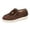 Khaki, variant on Women's Suede Flat Loafers Retro Beaded Comfort Slip On Round Toe Chunky Penny Loafers Daily Casual Walking Dress Shoes