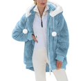 thumbnail image 1 of Veste Réversible Grande Taille Femme Chaude à Capuche Zippée Manteau Coréen Mode Confortable Couleur Unie, 1 of 6