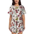 thumbnail image 1 of Fotbe London Landmark1 Conjunto de Pijama Estampado para Mujer, 2 Piezas, Ropa de Dormir con Camiseta de Manga Corta y Shorts Suaves-Large, 1 of 6