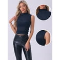thumbnail image 2 of DARING DIVA Women's Summer Mock Neck Ruched Semi Sheer Y2K Tank Tops XL Dark Blue, 2 of 6