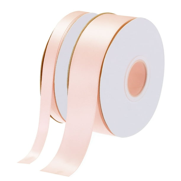 Uxcell Cinta de Satén de 50 Yardas para Envolver Regalos de 1/4" y 3/8" Cinta de Grosgrain para San Valentín, Roja (25 Yardas/Cada Rollo), Rosa Polvoriento / 3/8" y 1"