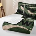 thumbnail image 4 of Homewish Halloween Bat Twin Quilt Set, Vintage Castle Twin Coverlet Set, Olive Green, 2pcs 1 Bedspread and 1 Pillowcase, 4 of 7