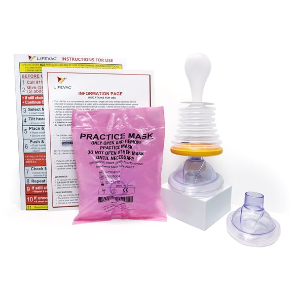 LifeVac Home Kit, Portable Choking Rescue Device - First-Aid Emergency Suction, Safety Essential, Adult & Baby/Kids Masks, HSA/FSA Approved, 1 count