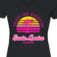 thumbnail image 4 of Inktastic Summer Enjoy the Sunshine Santa Monica California in Pink Women's V-Neck T-Shirt, 4 of 5