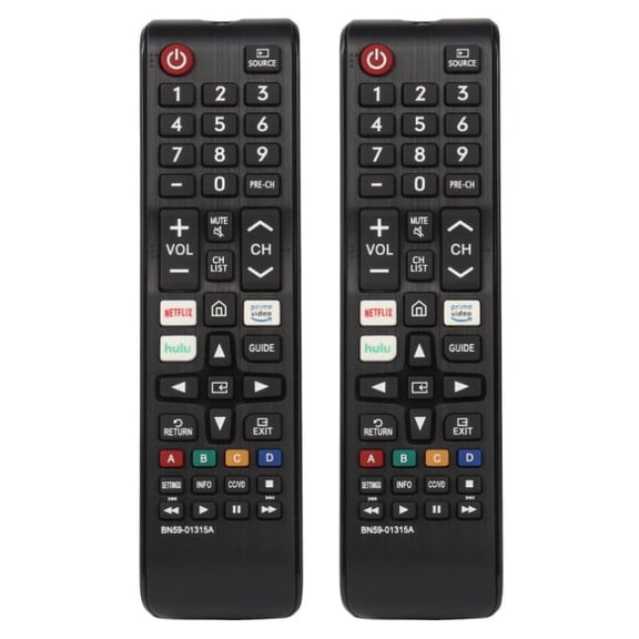 2 Packs BN59-01315A Replacement Remote Control for Samsung 4K Crystal UHD LED QLED LCD Series 6/7/8/9/ TU-7000 Flat Curved Smart TV with Netflix Prime Video and Hulu Keys