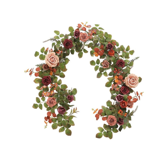 Guirnalda floral de rosas artificiales de 5,9 pies, guirnalda de flores artificiales para Rojo